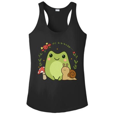 Cute Kawaii Frog Snail Mushroom Cottagecore Aesthetic Ladies PosiCharge Competitor Racerback Tank