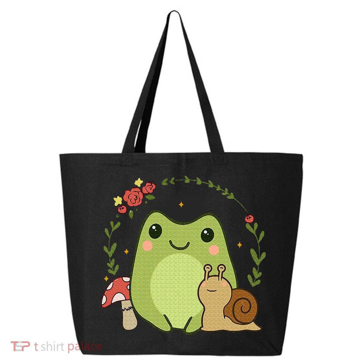 Cute Kawaii Frog Snail Mushroom Cottagecore Aesthetic 25L Jumbo Tote