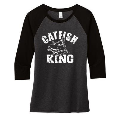 Catfish King Fishing Women's Tri-Blend 3/4-Sleeve Raglan Shirt