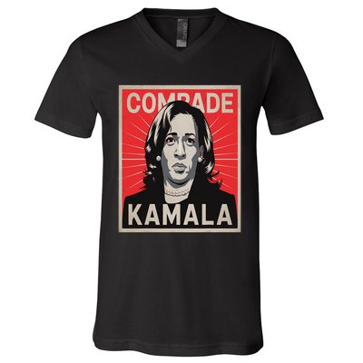 Comrade Kamala Funny Political Wearing Pearls V-Neck T-Shirt