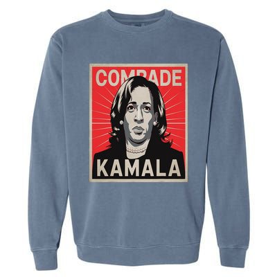 Comrade Kamala Funny Political Wearing Pearls Garment-Dyed Sweatshirt