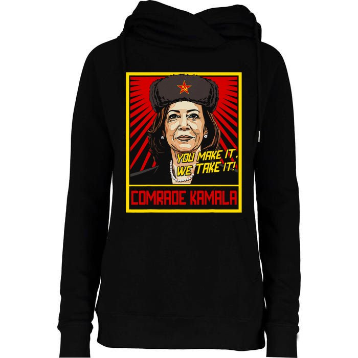 Comrade Kamala Funny Anti Harris Womens Funnel Neck Pullover Hood