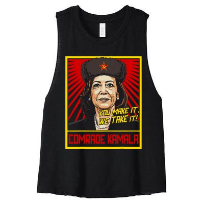 Comrade Kamala Funny Anti Harris Women's Racerback Cropped Tank