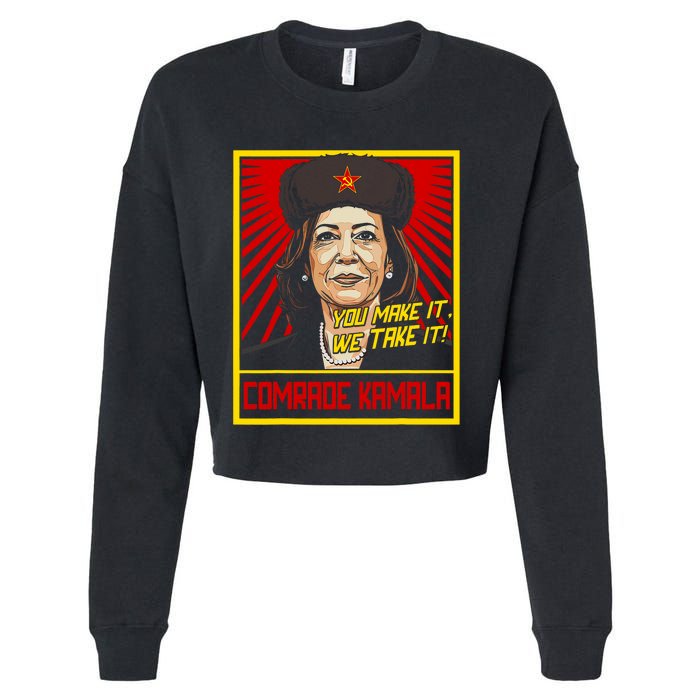 Comrade Kamala Funny Anti Harris Cropped Pullover Crew