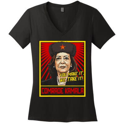 Comrade Kamala Funny Anti Harris Women's V-Neck T-Shirt