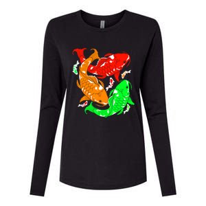 Colorful Koi Fish Family Fish Funny Gift Womens Cotton Relaxed Long Sleeve T-Shirt