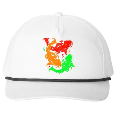 Colorful Koi Fish Family Fish Funny Gift Snapback Five-Panel Rope Hat