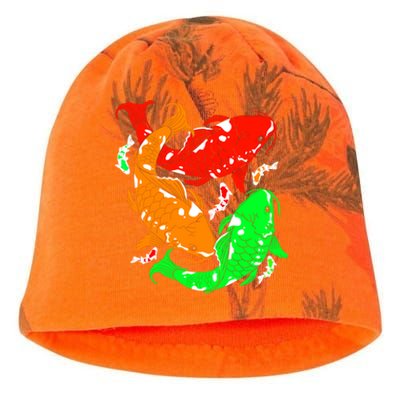 Colorful Koi Fish Family Fish Funny Gift Kati - Camo Knit Beanie