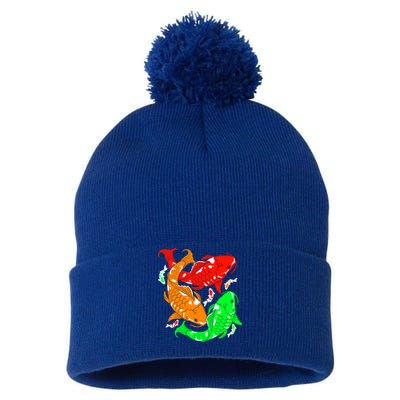 Colorful Koi Fish Family Fish Funny Gift Pom Pom 12in Knit Beanie