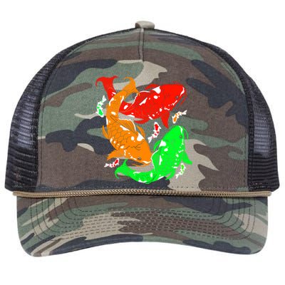 Colorful Koi Fish Family Fish Funny Gift Retro Rope Trucker Hat Cap