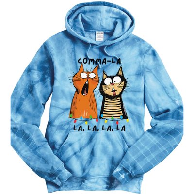 Commalalala Kamala Funny Cats Christmas Election 2024 Tie Dye Hoodie