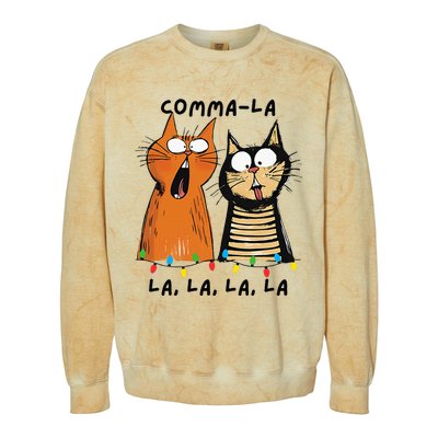 Commalalala Kamala Funny Cats Christmas Election 2024 Colorblast Crewneck Sweatshirt