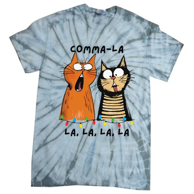 Commalalala Kamala Funny Cats Christmas Election 2024 Tie-Dye T-Shirt