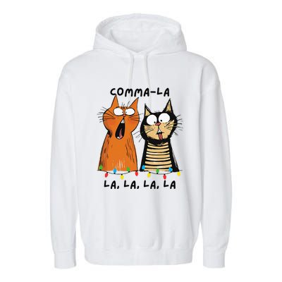 Commalalala Kamala Funny Cats Christmas Election 2024 Garment-Dyed Fleece Hoodie