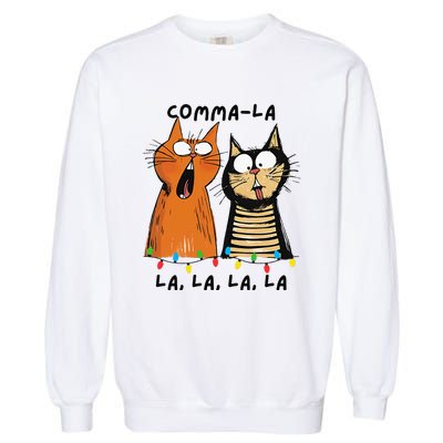 Commalalala Kamala Funny Cats Christmas Election 2024 Garment-Dyed Sweatshirt