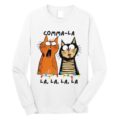 Commalalala Kamala Funny Cats Christmas Election 2024 Long Sleeve Shirt