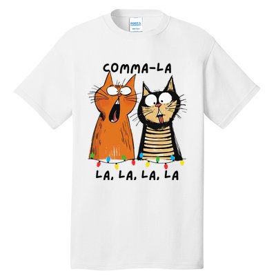 Commalalala Kamala Funny Cats Christmas Election 2024 Tall T-Shirt