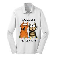 Commalalala Kamala Funny Cats Christmas Election 2024 Silk Touch Performance Long Sleeve Polo