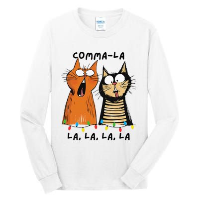 Commalalala Kamala Funny Cats Christmas Election 2024 Tall Long Sleeve T-Shirt