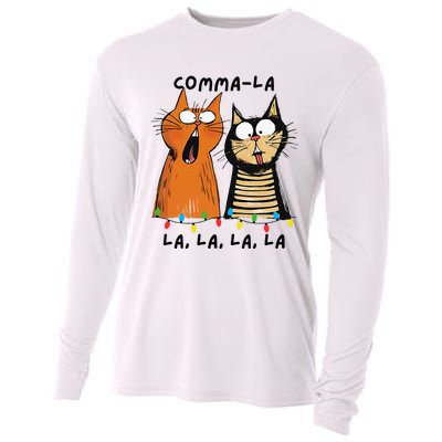 Commalalala Kamala Funny Cats Christmas Election 2024 Cooling Performance Long Sleeve Crew