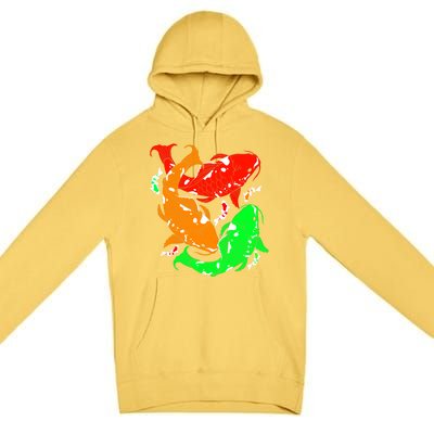 Colorful Koi Fish Family Fish Gift Premium Pullover Hoodie