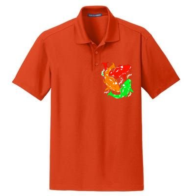 Colorful Koi Fish Family Fish Gift Dry Zone Grid Polo