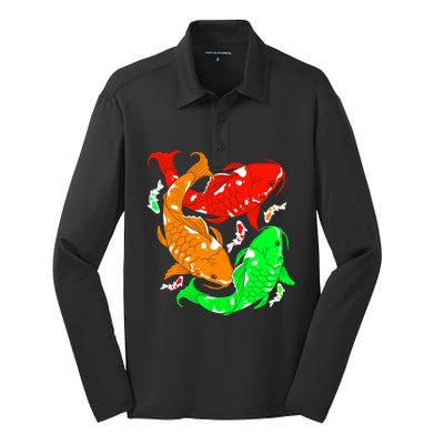 Colorful Koi Fish Family Fish Gift Silk Touch Performance Long Sleeve Polo