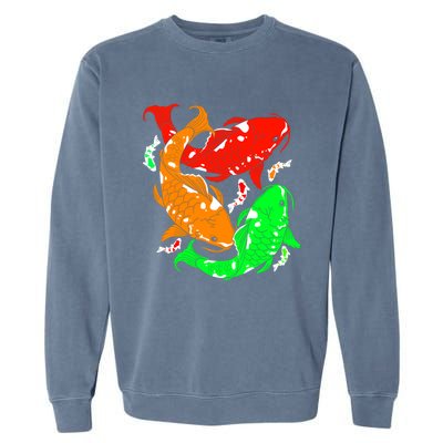 Colorful Koi Fish Family Fish Gift Garment-Dyed Sweatshirt