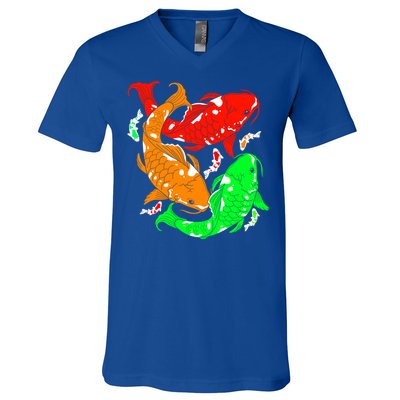 Colorful Koi Fish Family Fish Gift V-Neck T-Shirt