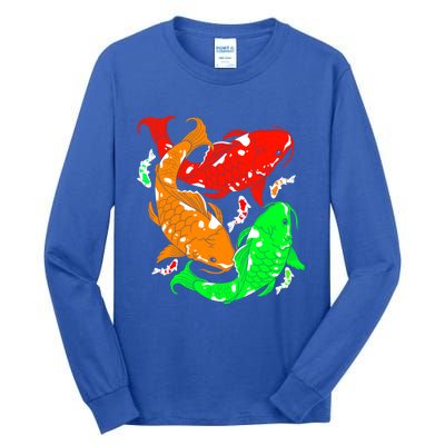 Colorful Koi Fish Family Fish Gift Tall Long Sleeve T-Shirt