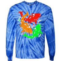 Colorful Koi Fish Family Fish Gift Tie-Dye Long Sleeve Shirt