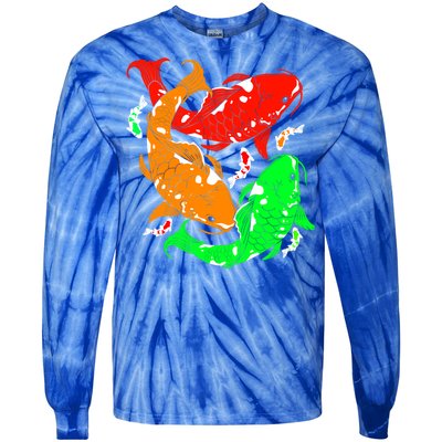 Colorful Koi Fish Family Fish Gift Tie-Dye Long Sleeve Shirt