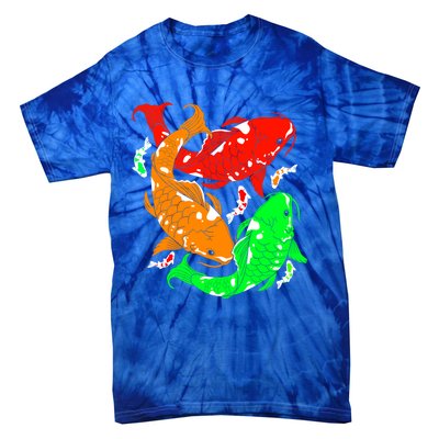 Colorful Koi Fish Family Fish Gift Tie-Dye T-Shirt