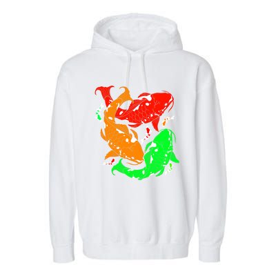 Colorful Koi Fish Family Fish Gift Garment-Dyed Fleece Hoodie