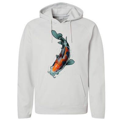 Cute Koi Fish Design For Men Women Kids Japanese Koi Fish Performance Fleece Hoodie