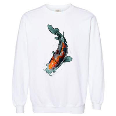 Cute Koi Fish Design For Men Women Kids Japanese Koi Fish Garment-Dyed Sweatshirt