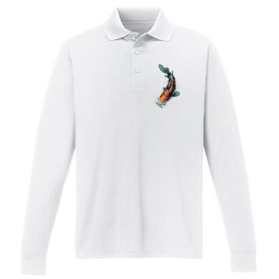 Cute Koi Fish Design For Men Women Kids Japanese Koi Fish Performance Long Sleeve Polo