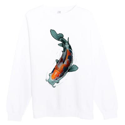 Cute Koi Fish Design For Men Women Kids Japanese Koi Fish Premium Crewneck Sweatshirt