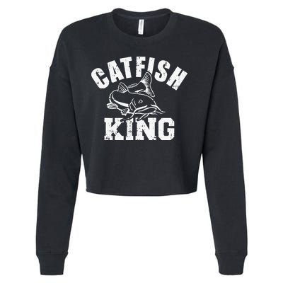 Catfish King Fishing Cropped Pullover Crew