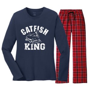 Catfish King Fishing Women's Long Sleeve Flannel Pajama Set 