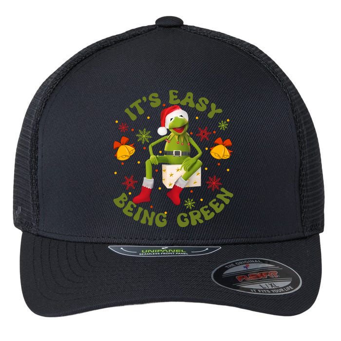 Christmas Kermit Frog Its Easy Being Green Christmas Kermit Frog Flexfit Unipanel Trucker Cap