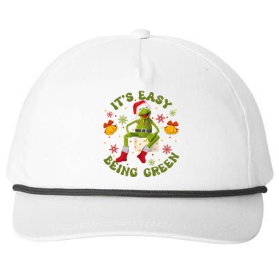 Christmas Kermit Frog Its Easy Being Green Christmas Kermit Frog Snapback Five-Panel Rope Hat