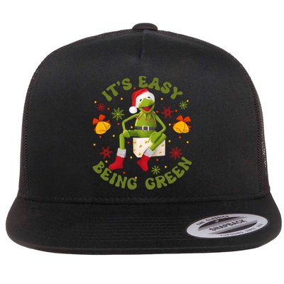 Christmas Kermit Frog Its Easy Being Green Christmas Kermit Frog Flat Bill Trucker Hat