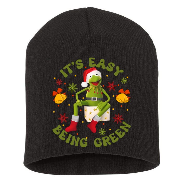 Christmas Kermit Frog Its Easy Being Green Christmas Kermit Frog Short Acrylic Beanie