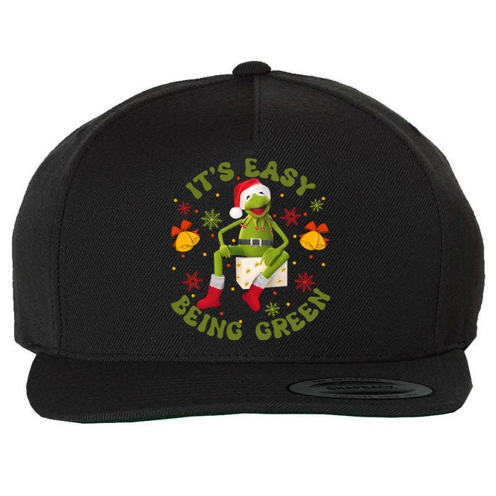 Christmas Kermit Frog Its Easy Being Green Christmas Kermit Frog Wool Snapback Cap