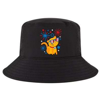 Cat Kitty Fireworks Funny 4th Of July Independence Day Gift Cool Comfort Performance Bucket Hat