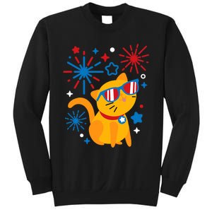 Cat Kitty Fireworks Funny 4th Of July Independence Day Gift Sweatshirt