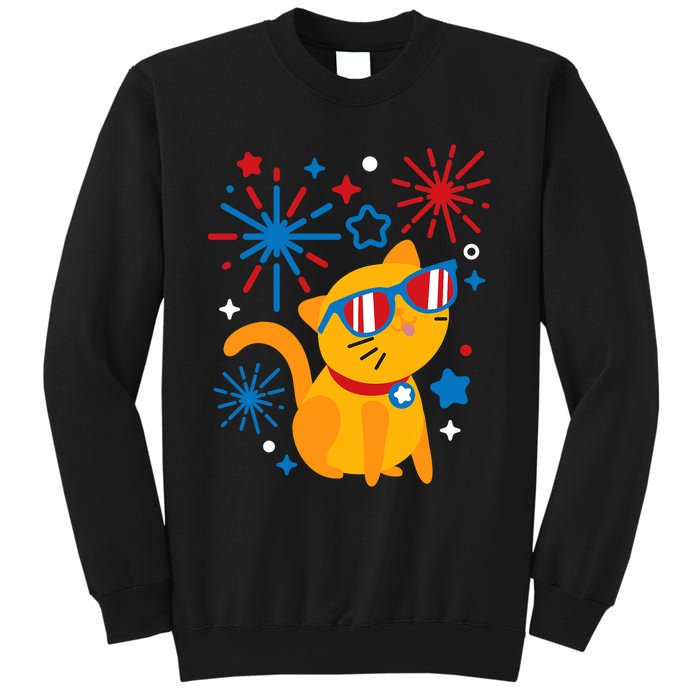 Cat Kitty Fireworks Funny 4th Of July Independence Day Gift Sweatshirt