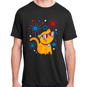 Cat Kitty Fireworks Funny 4th Of July Independence Day Gift Adult ChromaSoft Performance T-Shirt