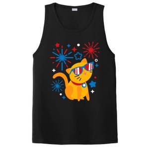 Cat Kitty Fireworks Funny 4th Of July Independence Day Gift PosiCharge Competitor Tank